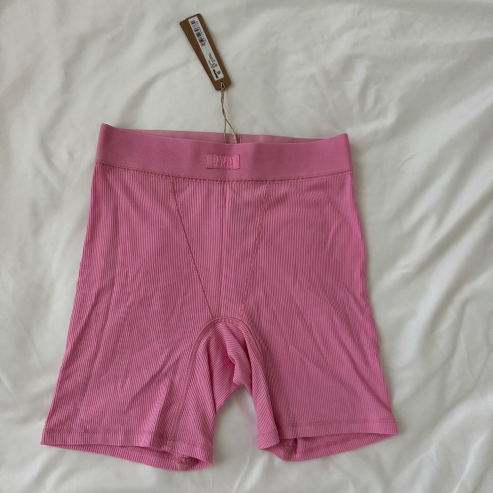SKIMS Soft Lounge Ribbed Boxers in Pink Cotton Candy